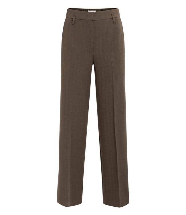 YAYA Woven structured straight leg tailored trousers - COCOA BROWN MELANGE