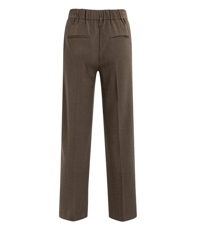 YAYA Woven structured straight leg tailored trousers - COCOA BROWN MELANGE