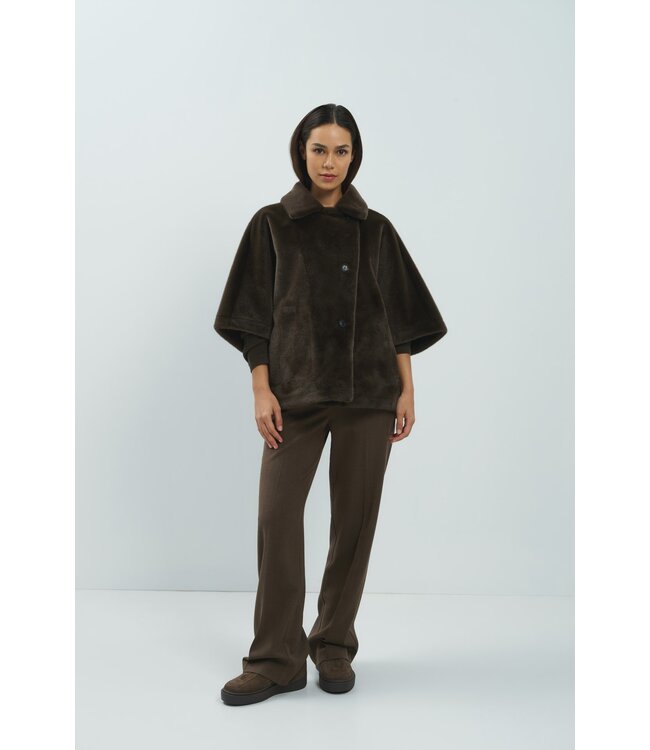 YAYA Woven structured straight leg tailored trousers - COCOA BROWN MELANGE