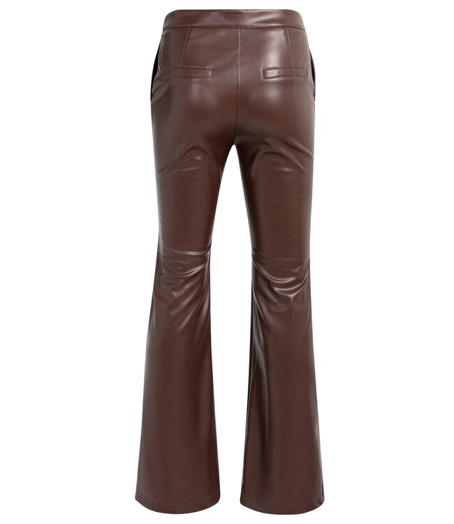 YAYA Faux leather stretch flare trousers with seam details - BITTER CHOCOLATE RED