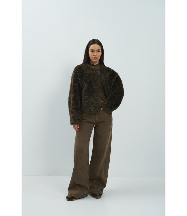 YAYA High waist wide leg denim - L32 - COCOA BROWN