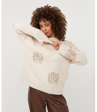 Esqualo Sweater sequin flowers -- Vanilla