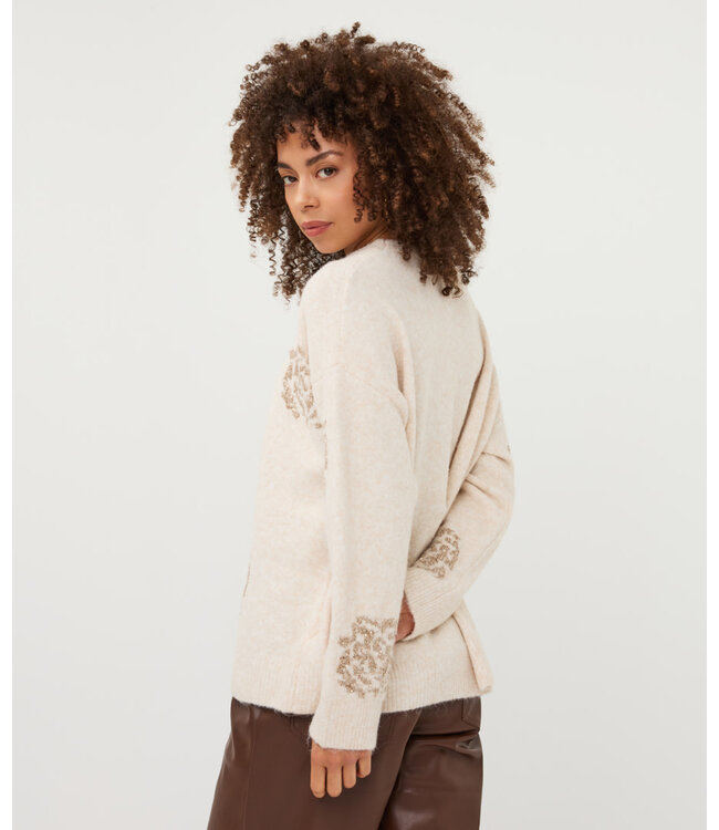 Esqualo Sweater sequin flowers -- Vanilla