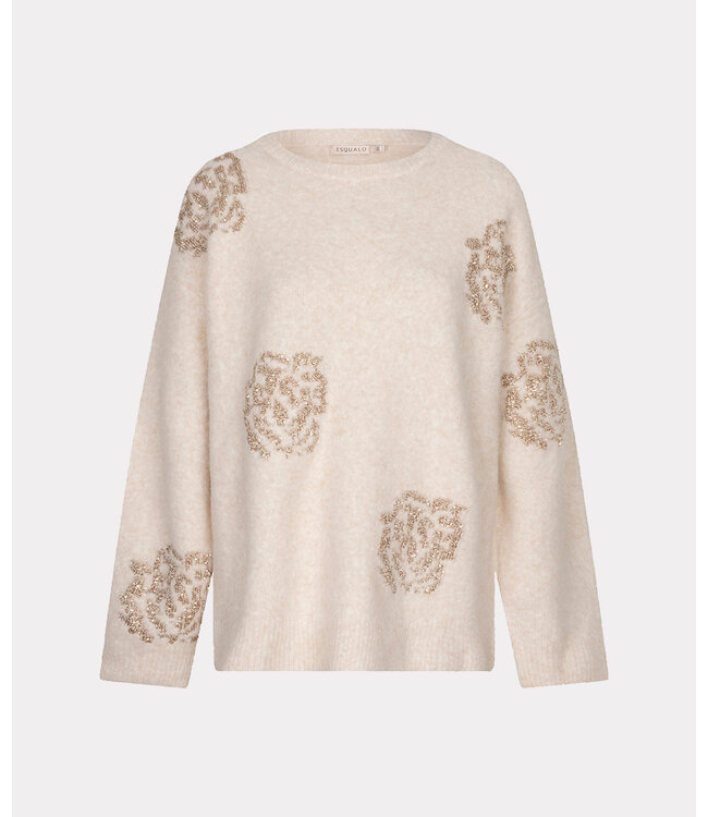 Esqualo Sweater sequin flowers -- Vanilla