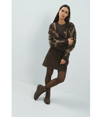 YAYA Suedine mini skirt with fancy belt detail - DELICIOSO BROWN