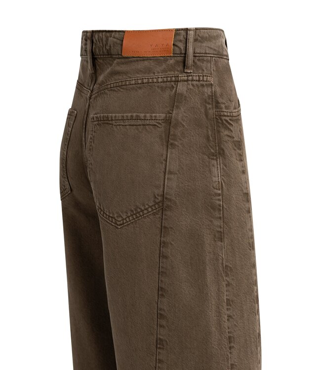 YAYA High waist wide leg denim - L34 - COCOA BROWN
