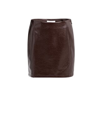 YAYA Patent faux leather mini skirt with seams - BITTER CHOCOLATE RED