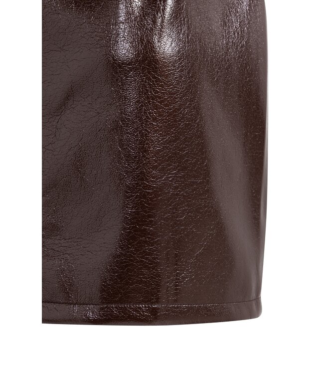 YAYA Patent faux leather mini skirt with seams - BITTER CHOCOLATE RED