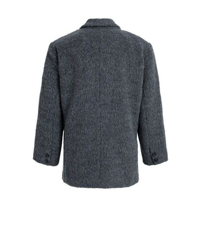 YAYA Wool mix oversized blazer jacket with fancy closure detail - DARK ANTHRACITE MELANGE