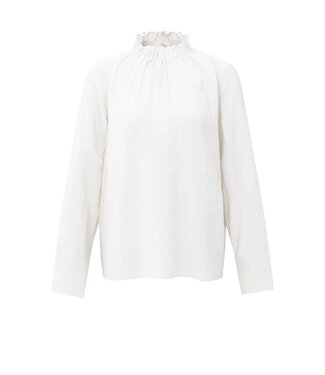 YAYA High neck top with drawstring hem - PURE WHITE