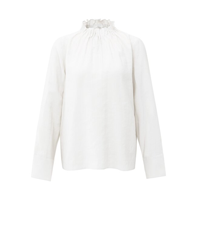 YAYA High neck top with drawstring hem - PURE WHITE