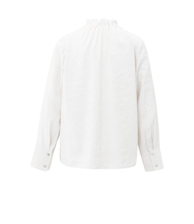 YAYA High neck top with drawstring hem - PURE WHITE