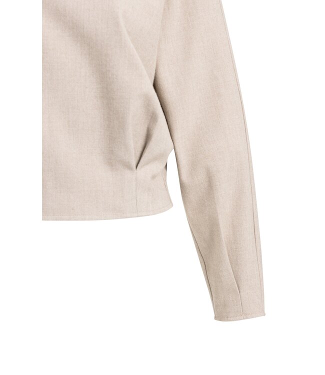 YAYA Long sleeve flannel top with pleats - BEIGE MELANGE