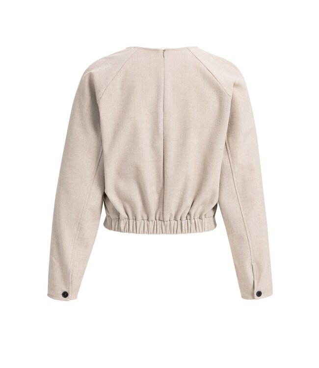YAYA Long sleeve flannel top with pleats - BEIGE MELANGE