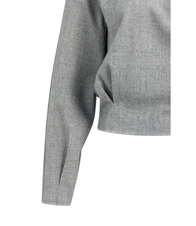 YAYA Long sleeve flannel top with pleats - MEDIUM GREY MELANGE