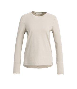 YAYA Long sleeve top with lace cuff - PURE CASHMERE GREY