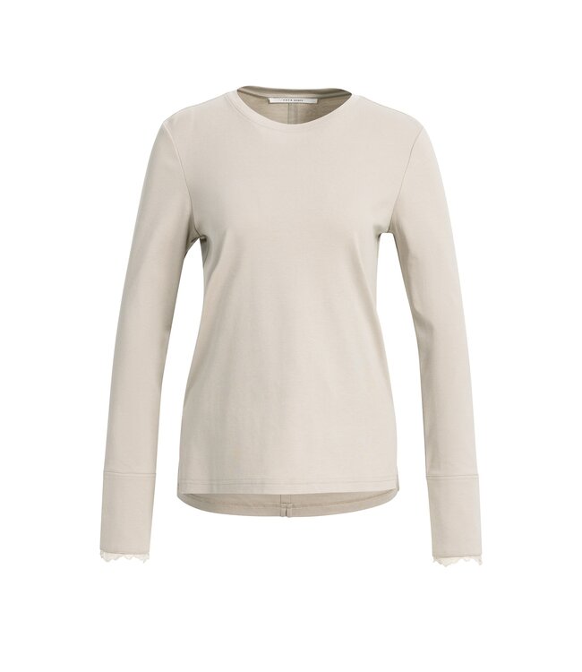 YAYA Long sleeve top with lace cuff - PURE CASHMERE GREY