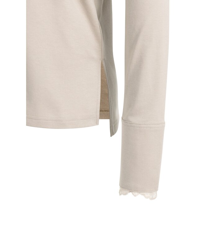 YAYA Long sleeve top with lace cuff - PURE CASHMERE GREY