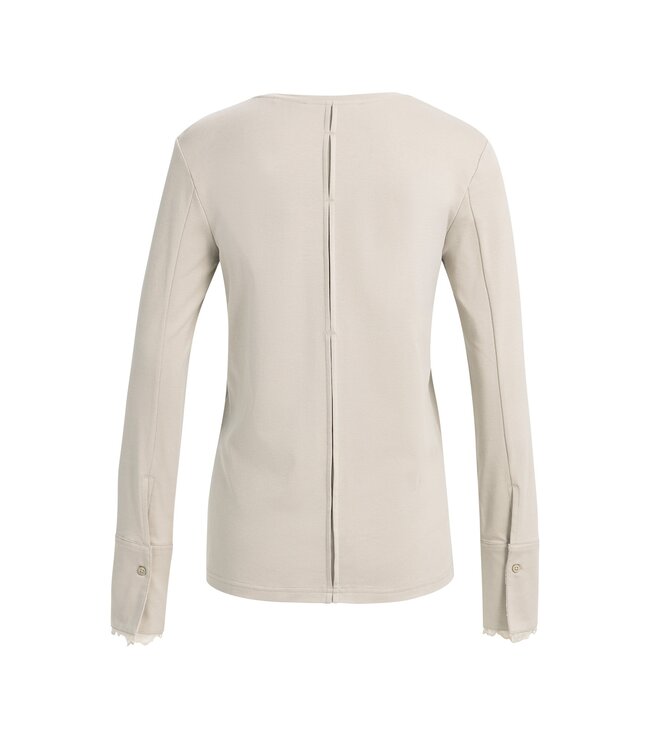 YAYA Long sleeve top with lace cuff - PURE CASHMERE GREY