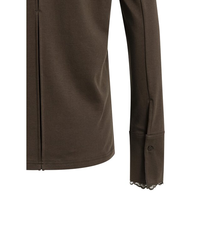 YAYA Long sleeve top with lace cuff - DELICIOSO BROWN