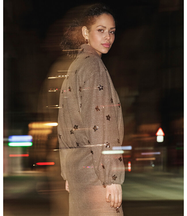 Esqualo Jacket flowers - Coffee