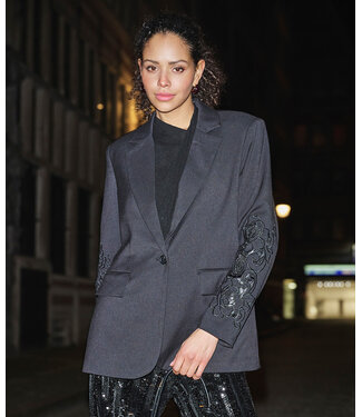 Esqualo Blazer oversized embroidered slvs - Black