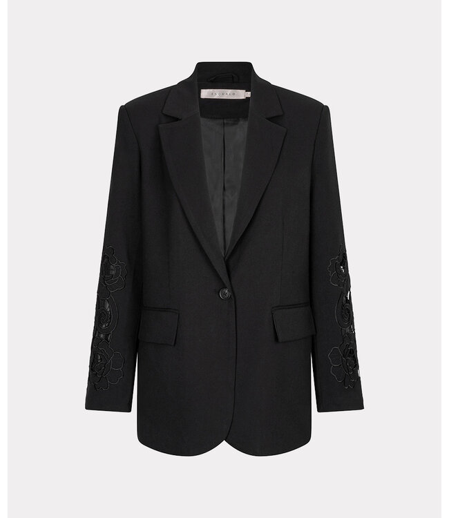 Esqualo Blazer oversized embroidered slvs - Black