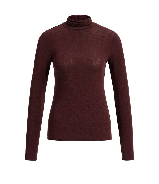 YAYA Long sleeve top with high neck - BITTER CHOCOLATE RED MELANGE