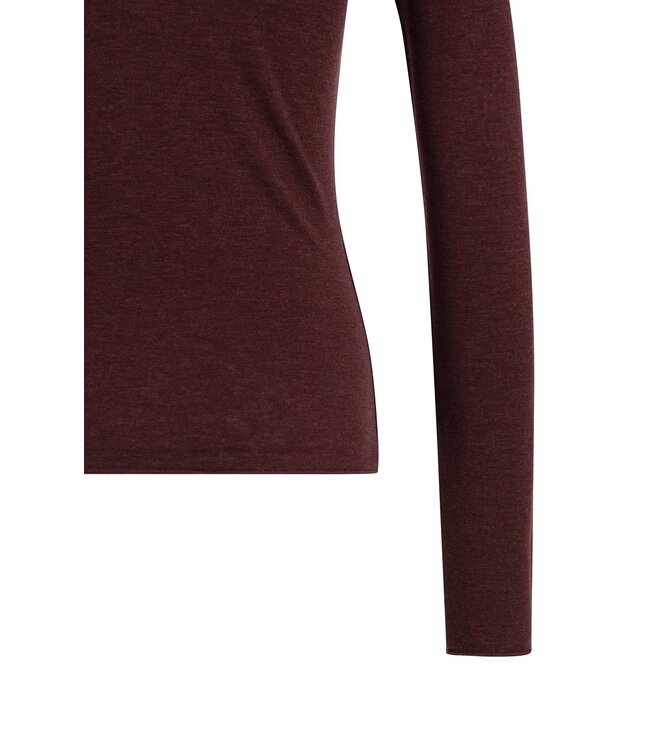 YAYA Long sleeve top with high neck - BITTER CHOCOLATE RED MELANGE