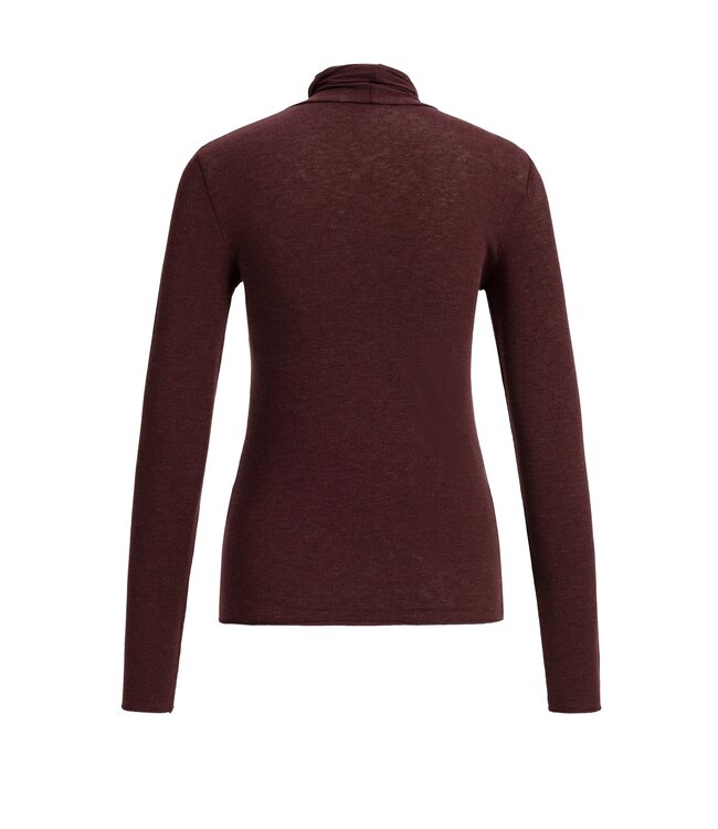 YAYA Long sleeve top with high neck - BITTER CHOCOLATE RED MELANGE