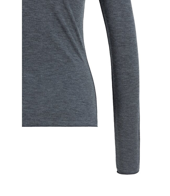 YAYA Long sleeve top with high neck - DARK ANTHRACITE MELANGE