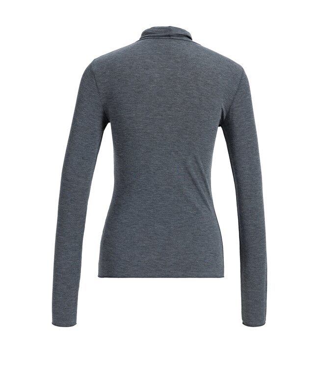 YAYA Long sleeve top with high neck - DARK ANTHRACITE MELANGE