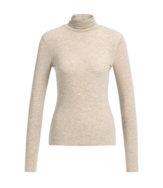 YAYA Long sleeve top with high neck - BEIGE MELANGE
