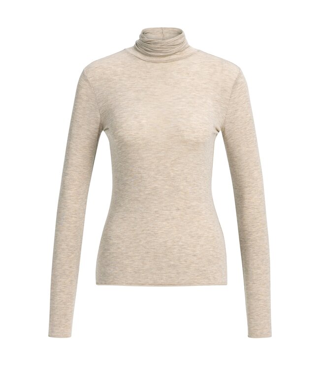YAYA Long sleeve top with high neck - BEIGE MELANGE