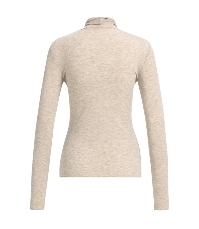 YAYA Long sleeve top with high neck - BEIGE MELANGE