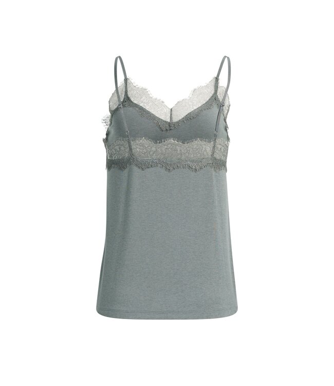 YAYA Jersey singlet with lace edge - SOAP GREY