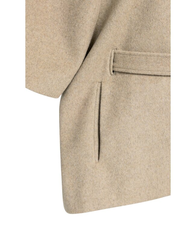 YAYA Soft woven wool mix poncho jacket with rib collar - PURE CASHMERE GREY MELANGE