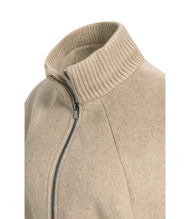YAYA Soft woven wool mix poncho jacket with rib collar - PURE CASHMERE GREY MELANGE