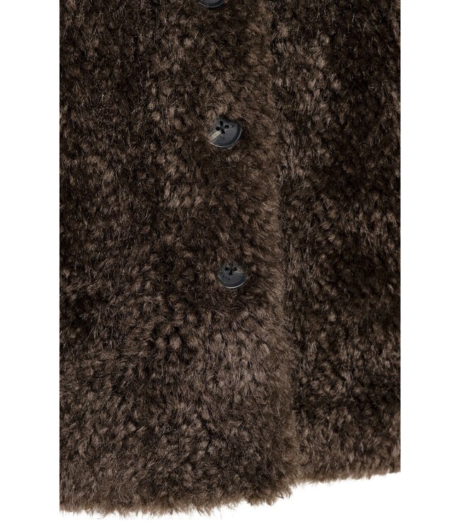 YAYA Oversized faux fur short jacket - DELICIOSO BROWN