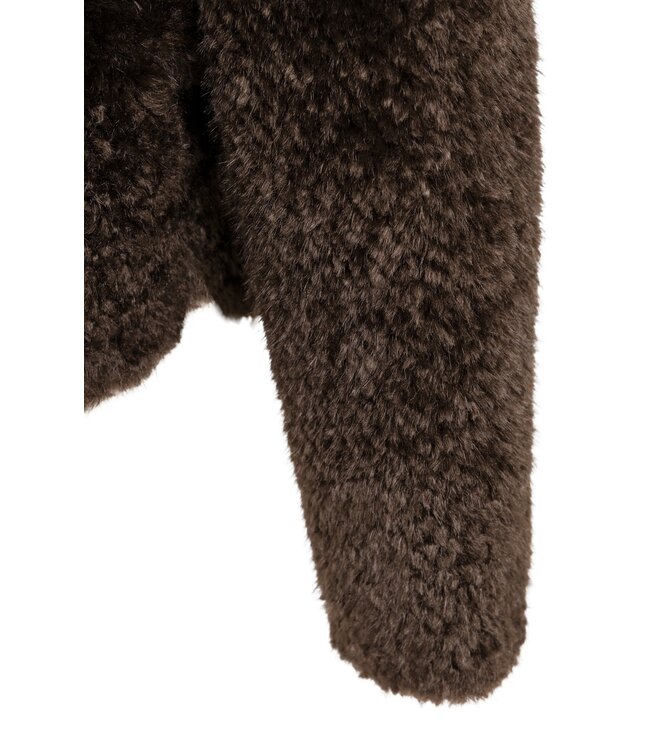 YAYA Oversized faux fur short jacket - DELICIOSO BROWN