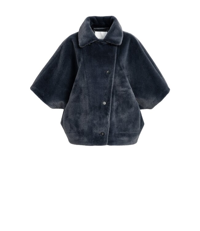 YAYA Oversized reversible faux fur sleeveless jacket - DARK ANTHRACITE
