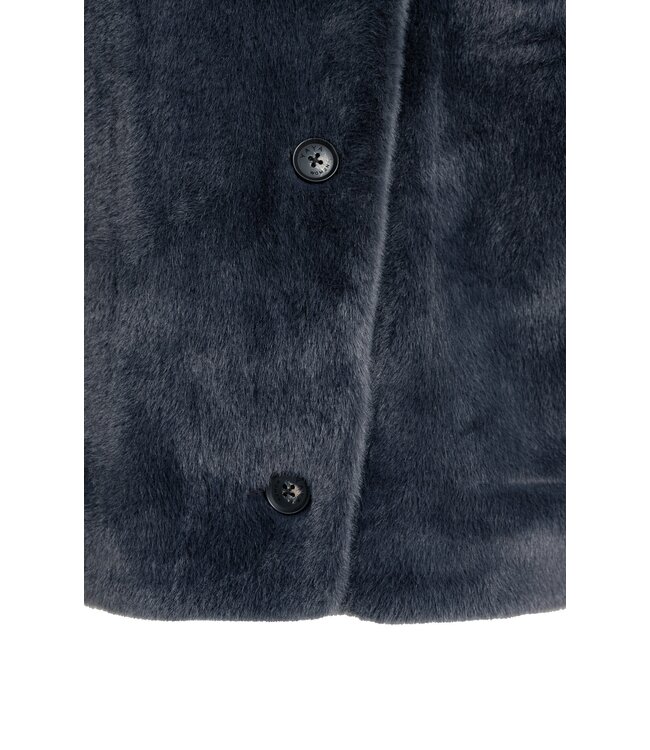 YAYA Oversized reversible faux fur sleeveless jacket - DARK ANTHRACITE