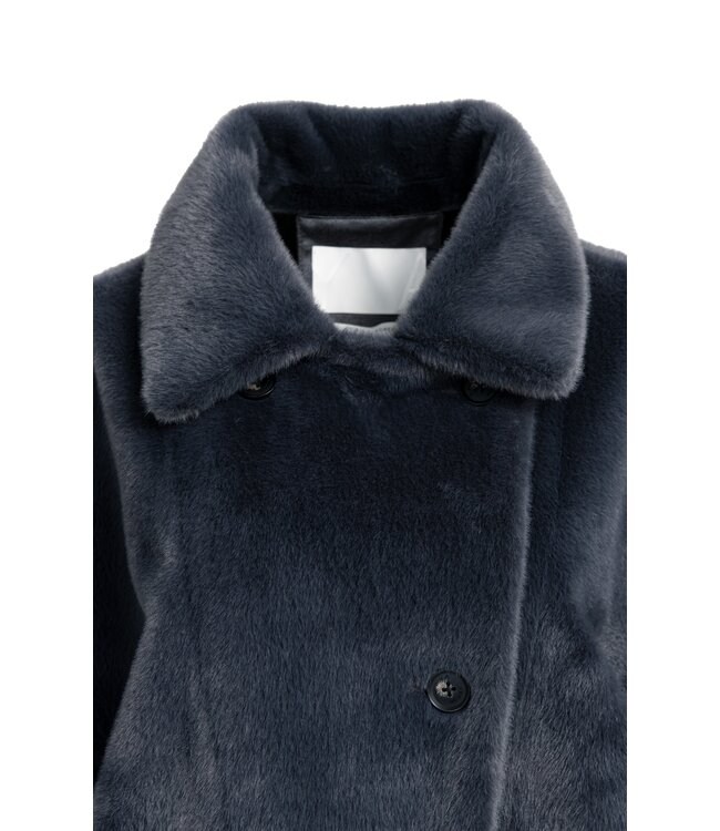 YAYA Oversized reversible faux fur sleeveless jacket - DARK ANTHRACITE