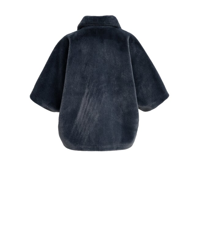 YAYA Oversized reversible faux fur sleeveless jacket - DARK ANTHRACITE