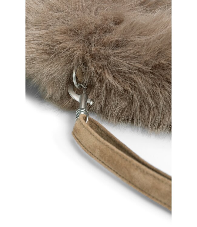 YAYA Round faux fur small bag - OTTER BROWN