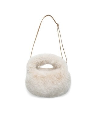 YAYA Round faux fur small bag - PURE CASHMERE GREY
