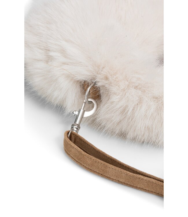 YAYA Round faux fur small bag - PURE CASHMERE GREY