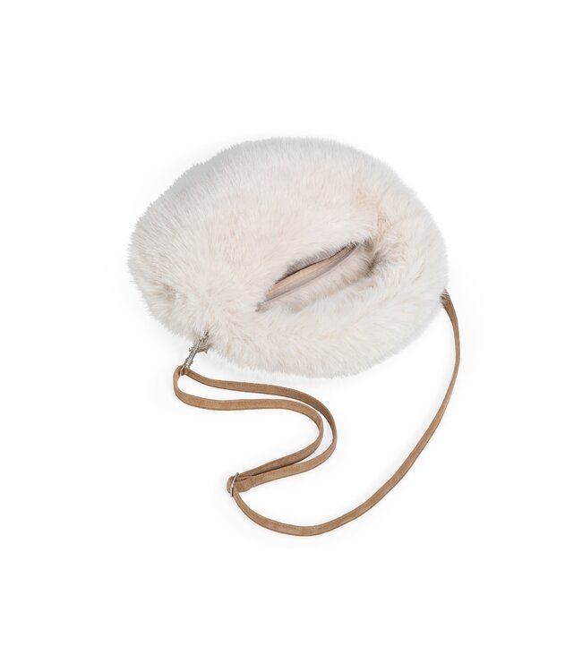 YAYA Round faux fur small bag - PURE CASHMERE GREY