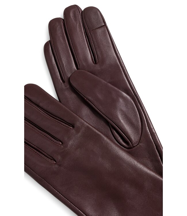 YAYA Long leather gloves - BITTER CHOCOLATE RED
