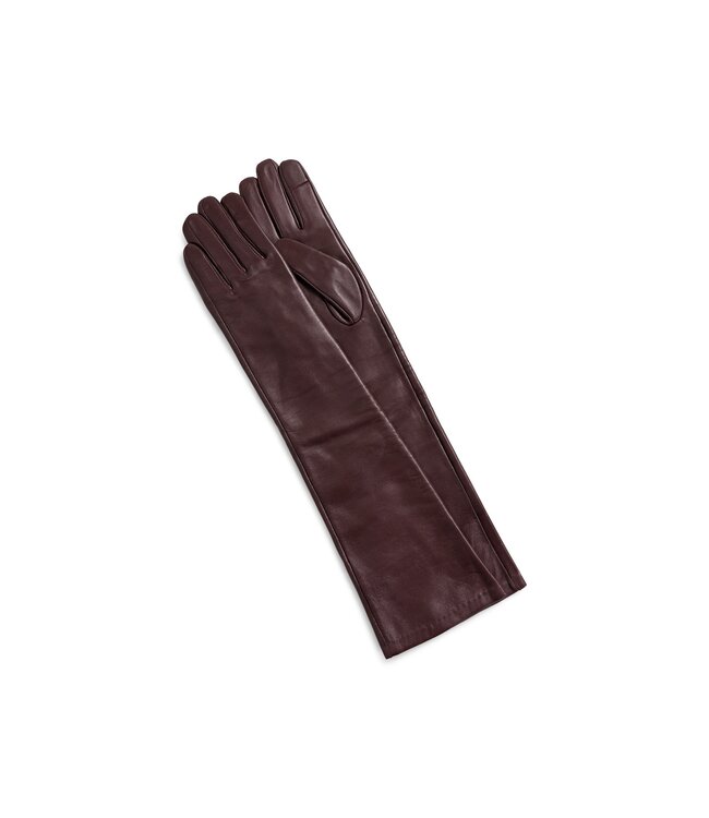 YAYA Long leather gloves - BITTER CHOCOLATE RED